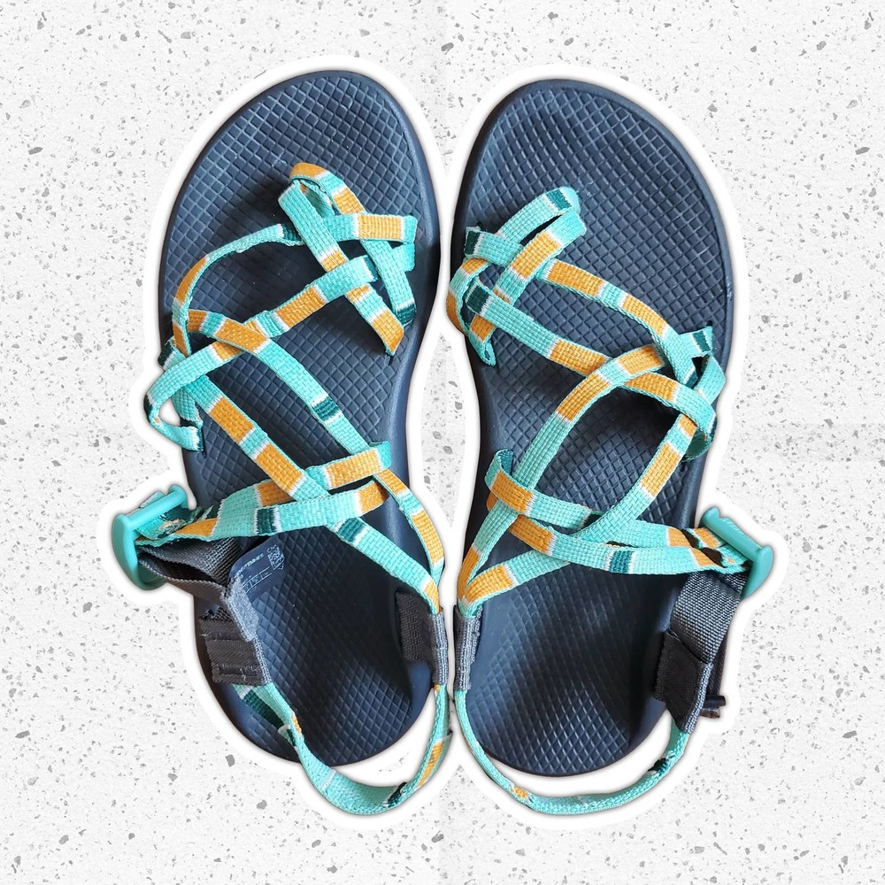 Chaco Aqua and Orange Zx2 Classic Womens Sandals Sz 8 Katydid Comfort Sandal